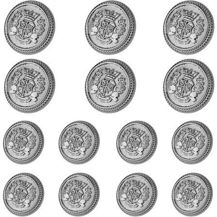 14 Deler Sølv Metall Jakke Knapper Sett 23mm 18mm Jakke Knapper Menn Metall Dress Knapper for Menn Sølv Knapper for Jakker, Dresser, Uniformer Ja{hw}