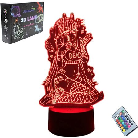 Sexig tjej 02 Färgglada LED-lampor FRANXX Kawaii Anime Figur Jul Födelsedag Semesterfest Present Söt Sovrum 3D Optisk Illusion Skrivbordslampa