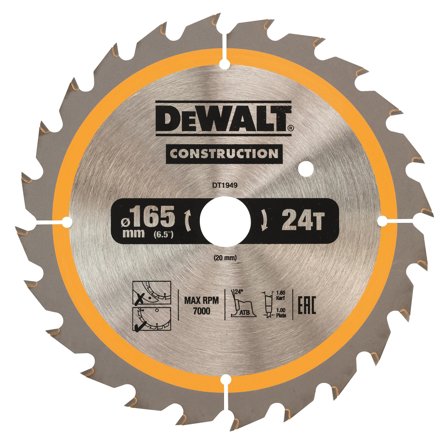 Dewalt DT1949-QZ Savklinge 24T, 165 x 20 mm, Maskintilbehør & forbrugsvarer