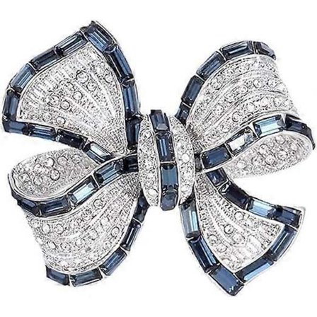 Rhinestone Sløjfe Broche Pins til Kvinder Vintage Mode Blå Sløjfe Brocher Kjole Dekoration