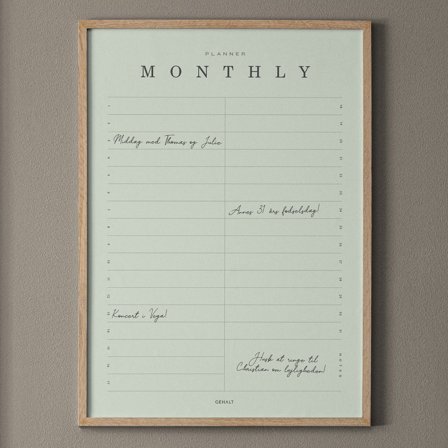 Plakat med Monthly Planner i 50x70 fra Gehalt — Stilren månedsplan
