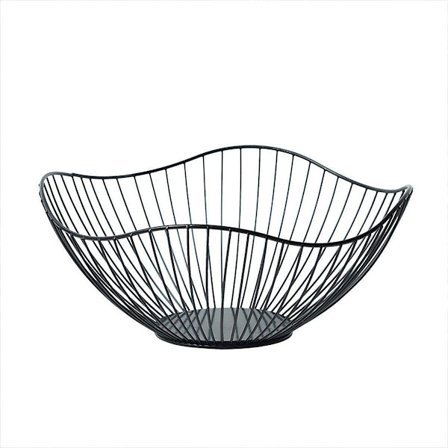 Stor Fruktkorg i Järn Heminredning Snacks Godis Skål Vardagsrum Korg Svart