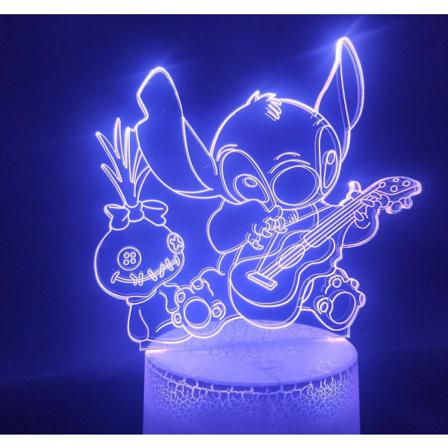 Stitch Lilo 3d Anime Night Light Atmosphere Led Bordslampa