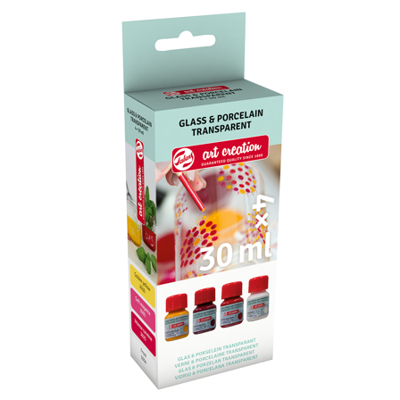 Art Creation Verre & Porcelain Peinture Transparant Set 4 x 30 ml Rose Givre