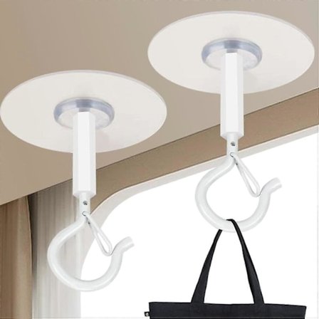 2 stk. Selvklæbende loftkroge, 4-pak Superstærke selvklæbende kroge til hængende planter, lamper, vindspil, stærke uden boring udendørs Hvid