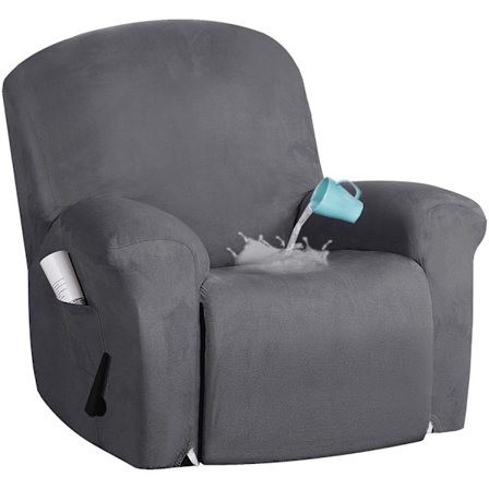 Recliner stoltrekk i plysj, 1-delt for store lenestoler, myk