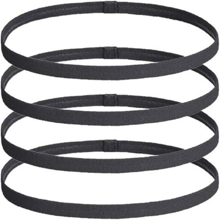 4-pak sportspandebånd, sorte elastiske hårbånd til mænd og kvinder, tynde sportspandebånd med anti-slip til løb/fodbold fitness yoga