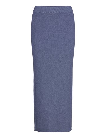Monki Rib Knit Maxi Skirt - Blue - S