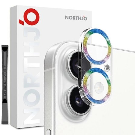 NORTHJO Kameralinsskydd för iPhone 17, Glitter Bling Cirklar, Härdat Glas HD Klar 3D Full Co