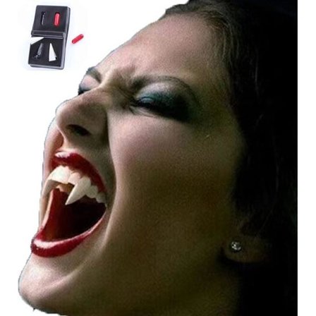 Vampyrtänder 2,6 cm 2-pack med blodampuller Halloween