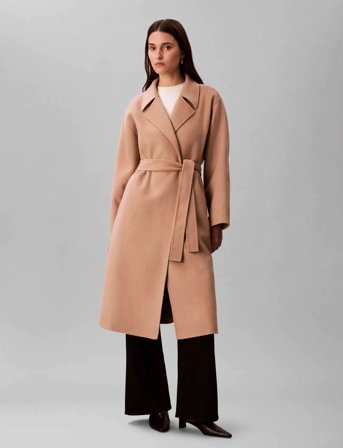 Calvin Klein Hero Trench Coat-Dbl Face Wool - - Beige - M