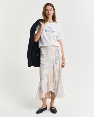 GANT - Omslagsskjørt med blomsterprint til dame putty