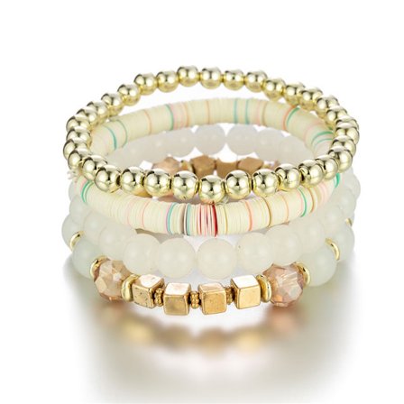 1PCS Bohemian Stackable Bead Bracelets, Multicolor Stretch B