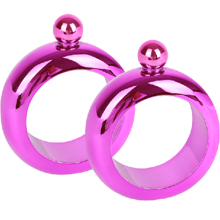 Armbåndsflaske til vin/alkohol - Sort og sølvfarvet kreativt gavesæt i rustfrit stål til kvinder, rosenrød