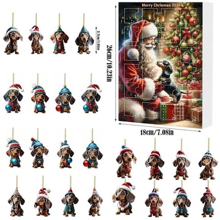 Joulukalenteri Jouluverhot Laatikko Lahja Koiran Joulukuusi Ripustusverhot Laatikko (FMY)