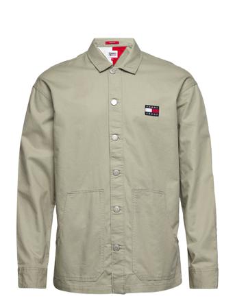 Tjm Twisted Flag Overshirt Overshirts Grønn Tommy Jeans