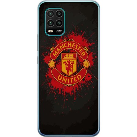 Kompatibelt Mobildeksel til Xiaomi Xiaomi Mi 10 Lite 5G Manchester United logo i rød og gul farge med røff sportslig bakgrunn
