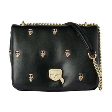 Karl Lagerfeld, Ikonik Embroidered Flap Crossbody Bag Czarny, Kobieta, Rozmiar: ONE Size