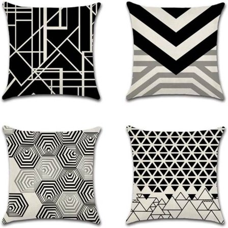 IC 4 stk 45 x 45 cm Betræk, Polyester og Linned Dekorativ