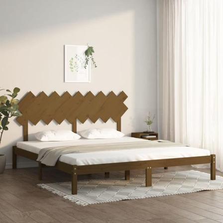 Vidaxl Sängram Honungsbrun 180x200 Cm Massivt Trä Brun