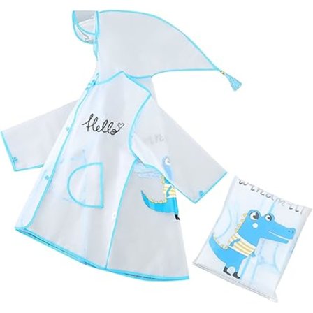 Lasten sadetakki, vedenpitävä EVA-poncho hupulla, uudelleenkäytettävä taaperon sadetakki, sadepuku
