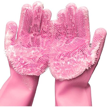 Silikon Diskhanskar, Gummi Skrubbhandskar, Svamp Rengöring