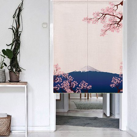 Hem japansk dörrgardin körsbärsblomma Sakura och Mount Fuj