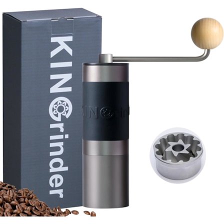 *KINGrinder K2 manuel kaffekværn med rakt greb og 140 justerbare slibeniveauer til Aeropress, French Press, Drip, Espresso, 25 g kapacitet