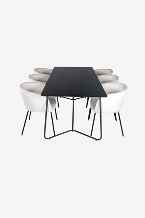 Venture Home - Matgrupp Petra med 6 st matstolar Berit - Svart - Matgrupp 6 personer - Från Homeroom