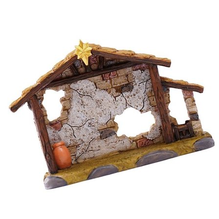 Detaljert Julekrybbe Stall Figur Resin Stabil Religiøs Høytidsdekor