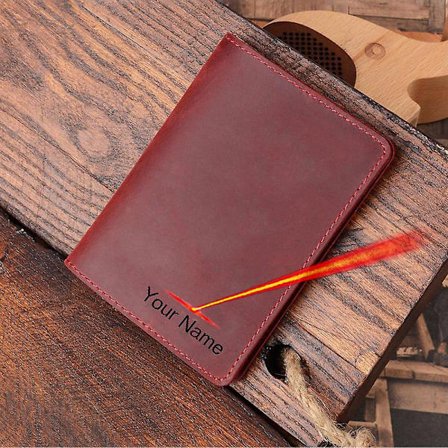 Personifierat Graverat Äkta Läder Passfodral med Namn Tomt Blankt Unisex Enkelt Passfodral (FMY)