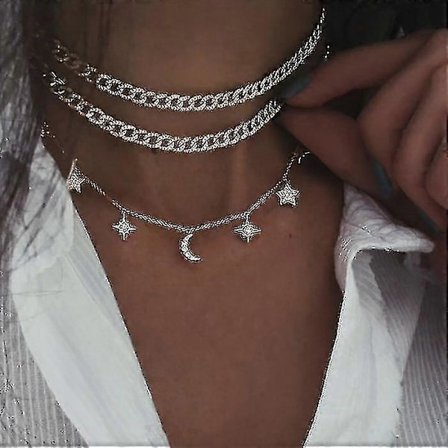 Kristallhalsband med flera element, Hängsmycken med flera lager (NE-0002-10)