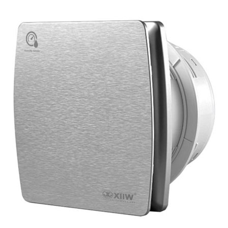 Ilmanpoistin, Ø100mm, 12W, Kylpyhuoneen Tuuletin, Seuranta, Lämpötila- ja Kosteusanturi, Viive Asetettavissa, Hopea