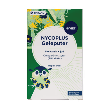 Nycoplus Omega-3 Geleputer med D-vitamin og jod, 30 stk.