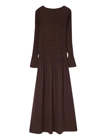 Smock Detail Maxi Dress Brown Lexington Clothing