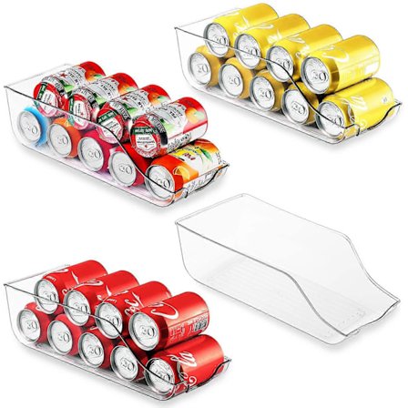 Läskburksorganisatör för kylskåp, frys, bänk, skåp, skafferi. Burkmat och dryck organiseringshållare för förvaring, set om 4