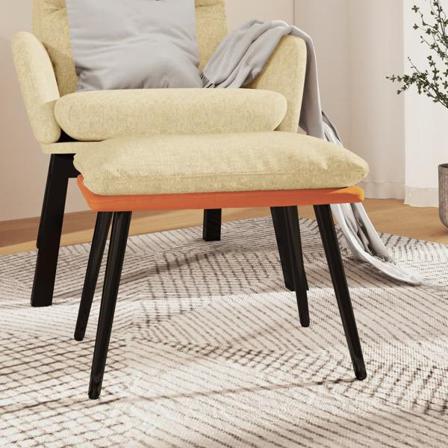 Vidaxl Fotpall Gräddvit & Orange 45x29,5x39 Cm Tyg Och Konstläde Kräm