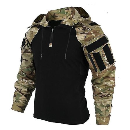 Taktisk skjorte for menn, US kamuflasje militær kamp T-skjorte Airsoft Paintball Camping Jakt Klær Camouflage M