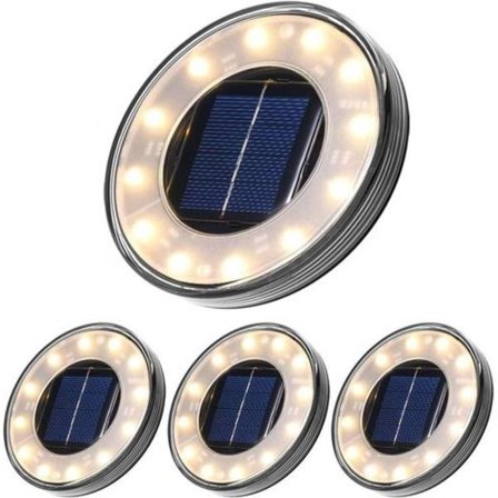 LED solcells golvlampa 4-pack, 12 LED solcells utomhusbelysning, vattentät