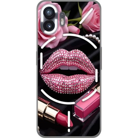 Kompatibelt Mobildeksel til Nothing Nothing Phone (2) Rosa lepper diamanter sminke glitter