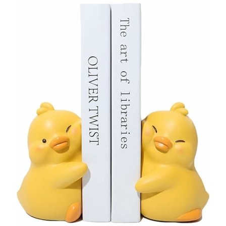 Søte dekorative koselige ender bokstøtter, unike bokstøtter for å holde bøker, kreativ harpiks bokholder stopper for hjem, kontor, bokhylleinnredning