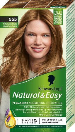 Schwarzkopf Natural & Easy Hårfarve 555 Mørk Honningblond, Hår, Hårfarve, Permanent Hårfarve