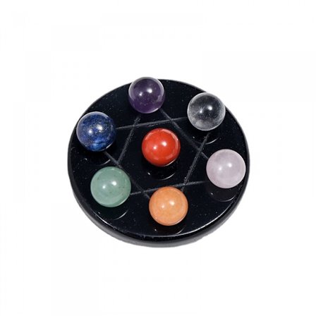 1 set naturlig obsidian 5 cm sju stjärnor array kristallkvarts boll reiki yoga meditation prydnader chakran stenar helande stenar