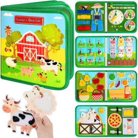 Montessori Gårdtema Aktivitetsbog 1-4 år, Montessori Busy Board – 18-i-1 Aktivitets- og udviklingslegetøj til børn