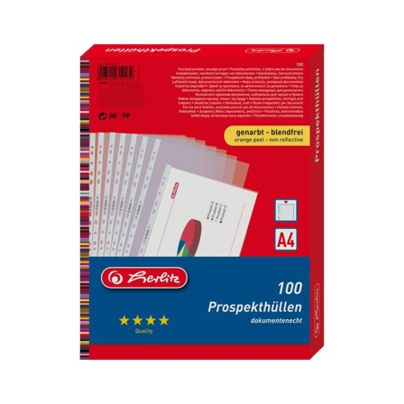 HERLITZ Prospekthülle A4 genarbt Premium 100er Packu