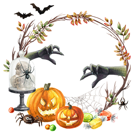 3 uppsättningar Halloween kreativa gräsring spökhand pumpa hem