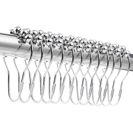 12-pack ruostumattomasta teräksestä valmistettuja suihkuverhorenkaita liukujärjestelmällä, 12 yksittäistä koukkua, 70 x 40 mm rlife