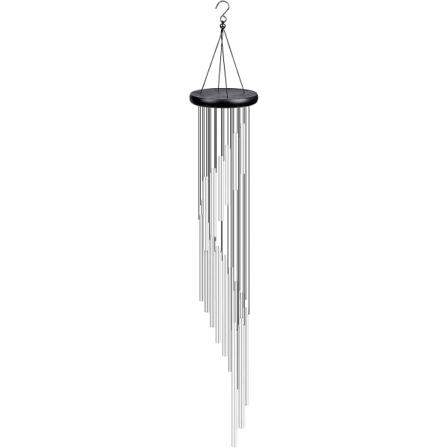Hagevindklokker 90cm Vindklokker For Utendørs Stor Vindklokker Med 18 Aluminium Rør Vindklokker For Patio Veranda Hage Balkong Dekorasjon, Sølv