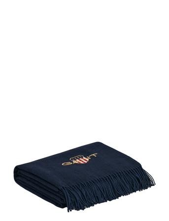 Archive Shield Throw Home Textiles Cushions & Blankets Blankets & Throws Marineblå GANT*Betinget Tilbud