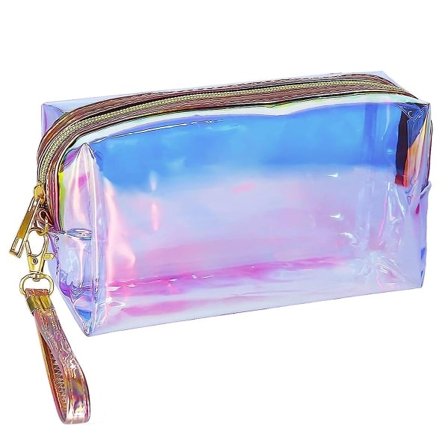 Holografisk makeup taske til damer og brudepiger - Vandtæt bærbar makeup taske og toilettaske - Transparent taske